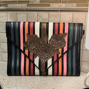 Striped Floral Women's Clutch western tooled